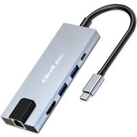 Qoltec Hub Adapter USB-C 5w1 USB-C PD 100W 2x USB HDMI 4K RJ45