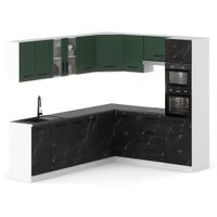 Kuchnia Narożna Z Blatem Duża 4.6m Biała Butelkowa Zieleń San Sebastian