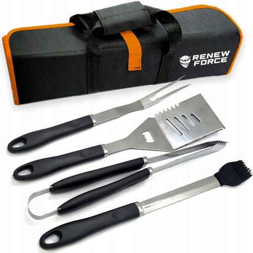 STALOWY Zestaw grillowy akcesoria przybory do grilla 4w1 +etui SUPER na Arena.pl