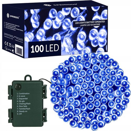 LAMPKI CHOINKOWE 100 LED 10m ZEWNĘTRZNE +TIMER IP44 8 FUNKCJI NA BATERIE na Arena.pl