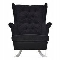 Fotel uszak Gaja bujany skandynawski  czarny głębokie piki