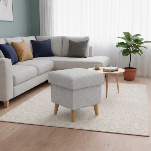 Pufa z pojemnikiem podnóżek salon 36x36x41 szara na Arena.pl