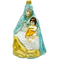 Bombka choinkowa szklana: Matka Boska z Dzieciątkiem: niebieska