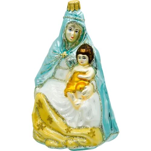 Bombka choinkowa szklana: Matka Boska z Dzieciątkiem: niebieska na Arena.pl