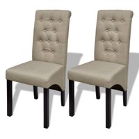 Krzesła stołowe, 2 szt., beżowe, tkanina