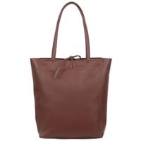 VERA PELLE torebka skórzana shopper na suwak z rzemykami V501 brązowa