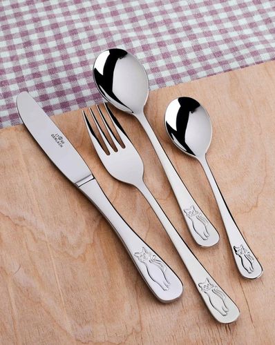 GERLACH SZTUĆCE DZIECI DZIECIĘCE KOMPLET 4EL KOTKI STAL NIERDZEWNA BON TON na Arena.pl