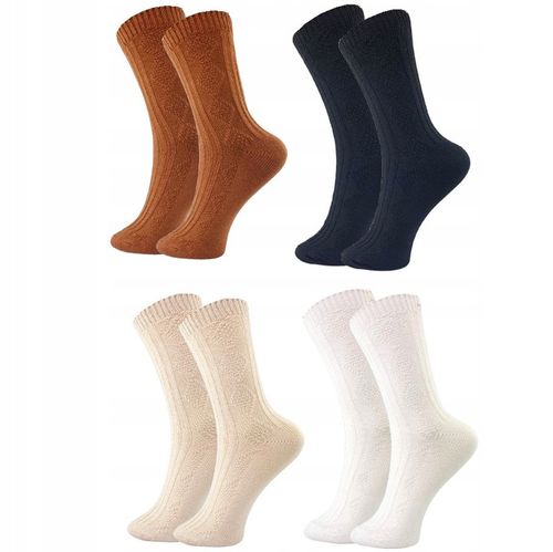 4x CIEPŁE SKARPETKI DAMSKIE WEŁNIANE NORWESKIE NATURALNE WYGODNE MODNE ZIMA na Arena.pl