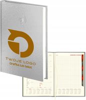 PLANER Z TWOIM LOGO grawerem tyg. kalendarz A5 złoty srebrny 2026 10 sztuk