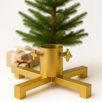 STOJAK POD CHOINKĘ LOFT 40x40 cm METALOWY ZŁOTY Z KUBKIEM NA WODE