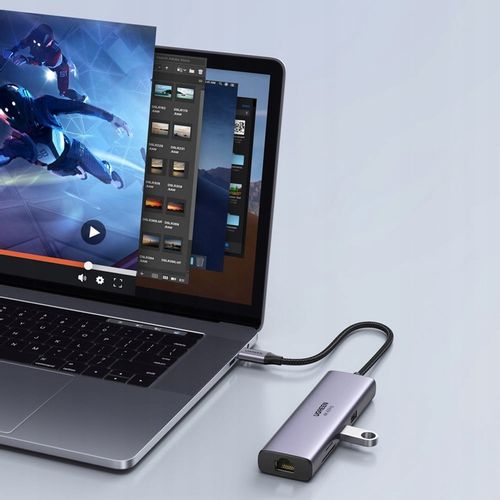 UGREEN ADAPTER HUB USB-C 2x USB HDMI SD USB-C RJ45 1Gbps - PRZEJŚCIÓWKA na Arena.pl