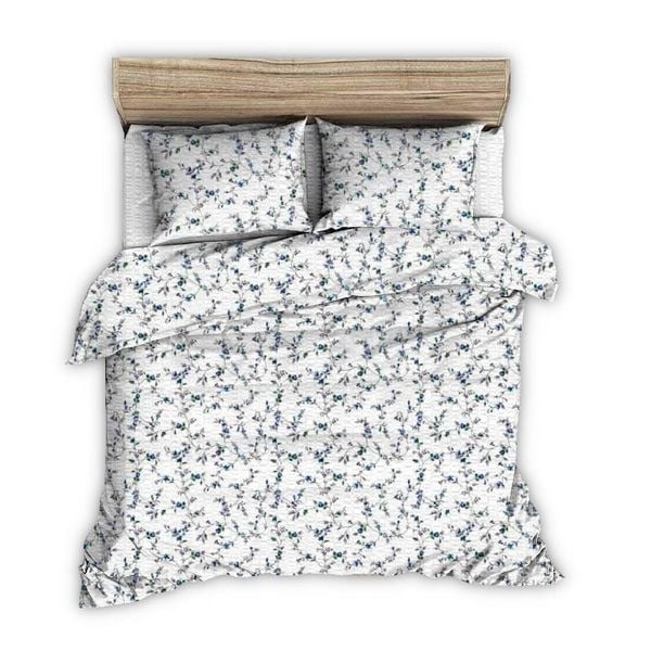 Pościel z kory 180x200 biała niebieskie gałązki zdjęcie 2
