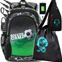 PLECAK SZKOLNY PIŁKA NOŻNA FOOTBALL TORNISTER DLA CHŁOPCA WOREK TORBA USB