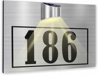 TABLICZKA ADRESOWA srebrna numer posesji domu 40x30 cm lampka LED solarna