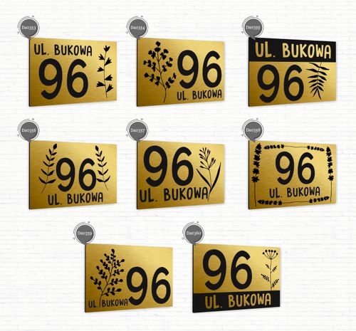 Tabliczka Tablica ADRESOWA złota DIBOND 30x20 numer domu ul. duży wybór na Arena.pl