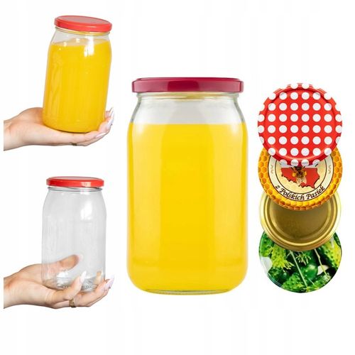 8x Słoik 900ml z zakrętką fi82 na MIÓD DŻEM PRZETWORY słoiki szklane na Arena.pl