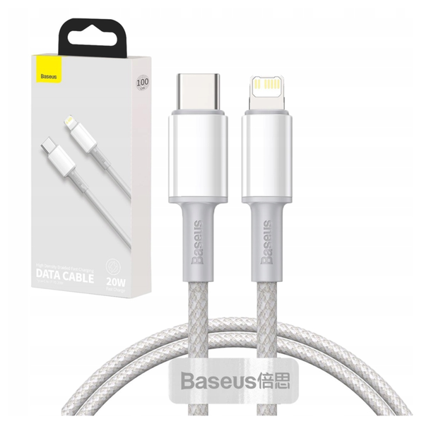 kabel usb-c do lightning baseus high density braided, 20w, 5a, pd, 1m zdjęcie 1