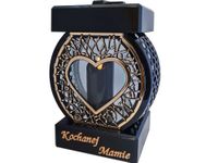 MAMA MAMIE ZNICZ LAMPION NA GRÓB KOŁO RTN SERCE RAMA ZŁOTO+ŚWIECA LED CZARN