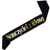 Nauczyciel z klasą - czarna szarfa ze złotym nadrukiem