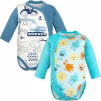 2-pak BODY DLA NIEMOWLAKA rozpinane na brzuszku niemowlęce DŁUGI RĘKAW 68