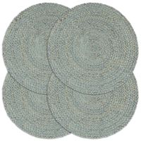 Maty na stół, 4 szt., gładkie, oliwkowe, 38 cm, okrągłe, juta