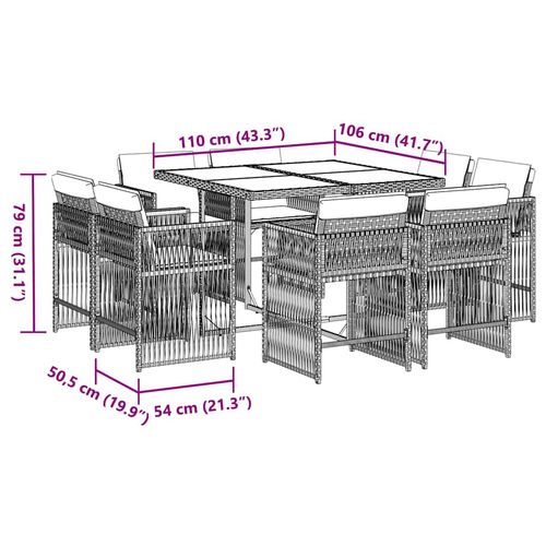 9-cz. zestaw mebli ogrodowych z poduszkami, brązowy, rattan PE na Arena.pl