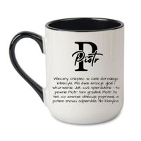 KUBEK Z IMIENIEM "PIOTR" Wzór - Elegant Coffee Czarny 330 ml