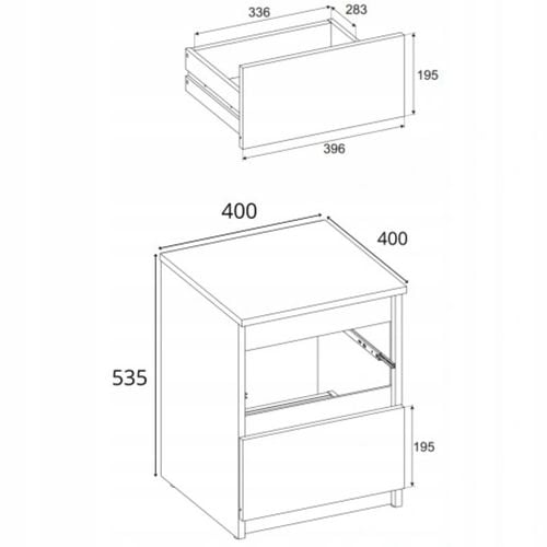 SZAFKA NOCNA DĄB SONOMA 40 CM 2 SZUFLADY DUŻY STOLIK NOCNY NAKASTLIK na Arena.pl