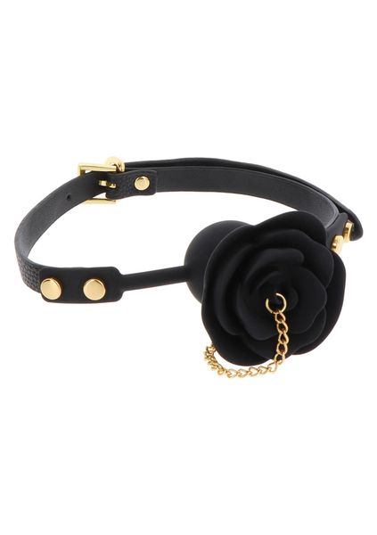 Rose Ball Gag with Plug Black zdjęcie 4