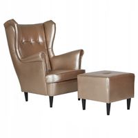 Fotel uszak skandynawski z podnóżkiem eko skóra Family Meble