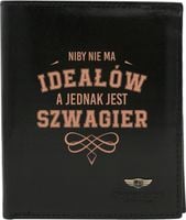 Portfel męski skórzany czarny GRAWER prezent na urodziny dla szwagra