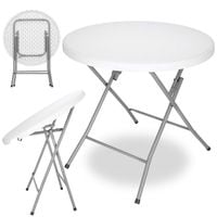 Stół składany cateringowy 75x80 cm okrągły stolik bankietowy koktajlowy biały