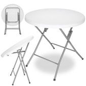 Stół składany cateringowy 75x80 cm okrągły stolik bankietowy koktajlowy biały
