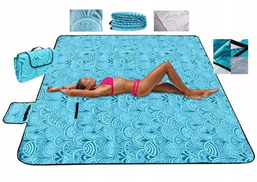 Koc Piknikowy z Uchwytem Izolacja Folia Termiczna Plażowy Mata 200x200cm na Arena.pl