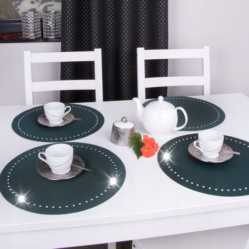 Podkładka dekoracyjna GLAMOUR koło 40 cm czarna srebro na Arena.pl