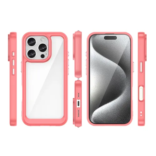 etui outer space case z żelową ramką do iphone 16 pro - czerwone na Arena.pl
