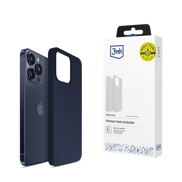 apple iphone 15 pro max - 3mk silicone case dark navy zdjęcie 1