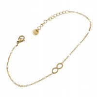 Bransoletka celebrytka Znak nieskończoności kolor złoty białe koraliki