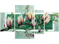 120CM 70 OBRAZ 4 ELEM SŁODYCZ MAGNOLII ZIELENI ŚCIENNY