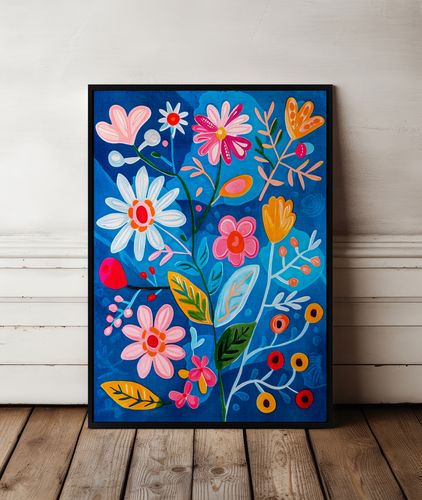 Plakat ramka kwiaty abstrakcja 61x91 cm w czarnej ramie na Arena.pl