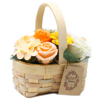 POMARAŃCZOWY BUKIET MYDLANY W WIKLINOWYM KOSZU