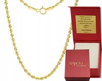 Złoty Łańcuszek Damski pr. 585 Kordel Skręcany Diamentowany