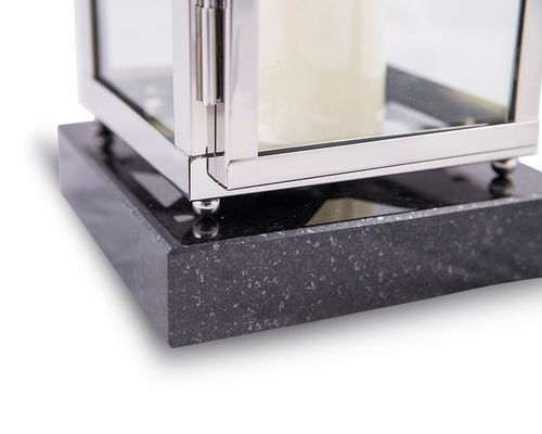 Lampion znicz nagrobny na pomnik srebrny stal nierdzewna + czarny granit na Arena.pl