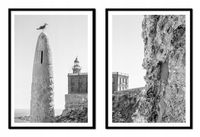 OBRAZ PLAKAT W RAMIE 53x73cm Dyptyk Komplet 2obrazów Latarnia Morska  P2142