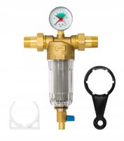 FILTR MECHANICZNY DO WODY SAMOCZYSZCZĄCY Z MANOMETREM DN25 1 CAL KOMPLET