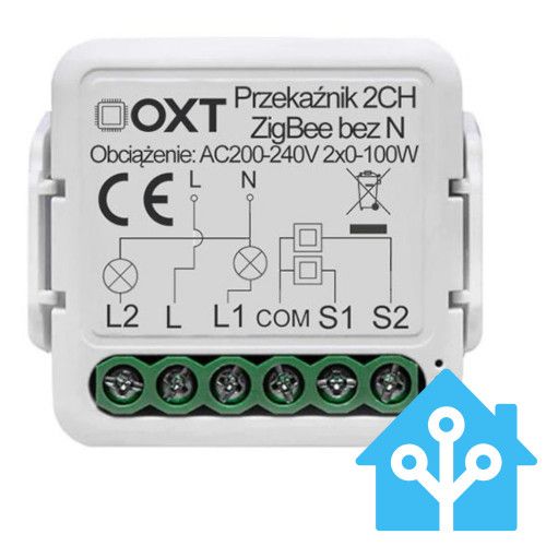 STEROWNIK SMART HOME OXT ZIGBEE HOME ASSISTANT 2 OBWODY LED zdjęcie 1