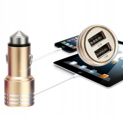 ŁADOWARKA SAMOCHODOWA 2xUSB 3100mA GOLD MOCNA na Arena.pl