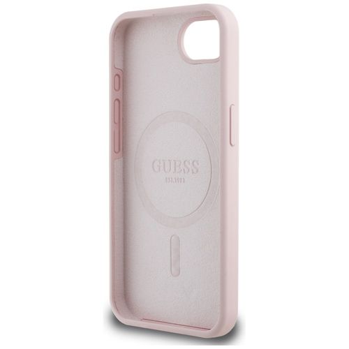 Etui Guess Silicone Script Metal Logo MagSafe do iPhone 16e różowy na Arena.pl