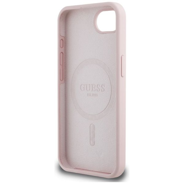 Etui Guess Silicone Script Metal Logo MagSafe do iPhone 16e różowy zdjęcie 7