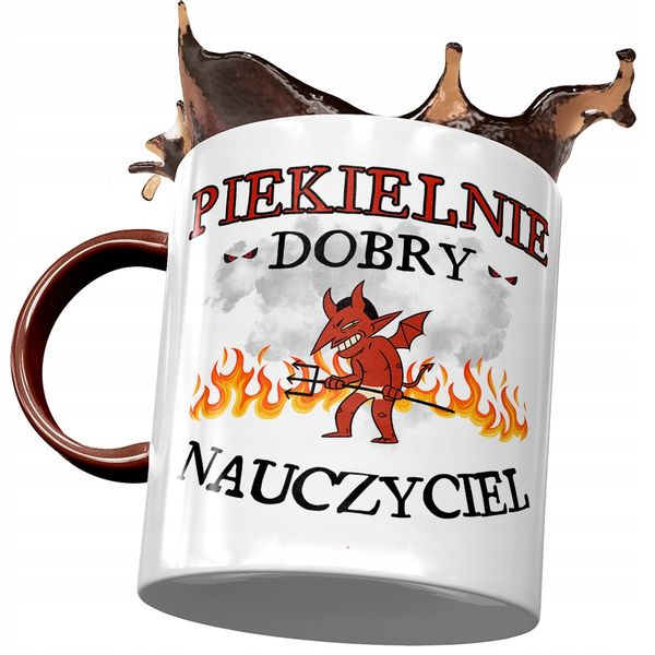 Kubek Bordowy Dla Nauczyciela Piekielnie Dobry Z Nadrukiem Ze Zdjęciem zdjęcie 1